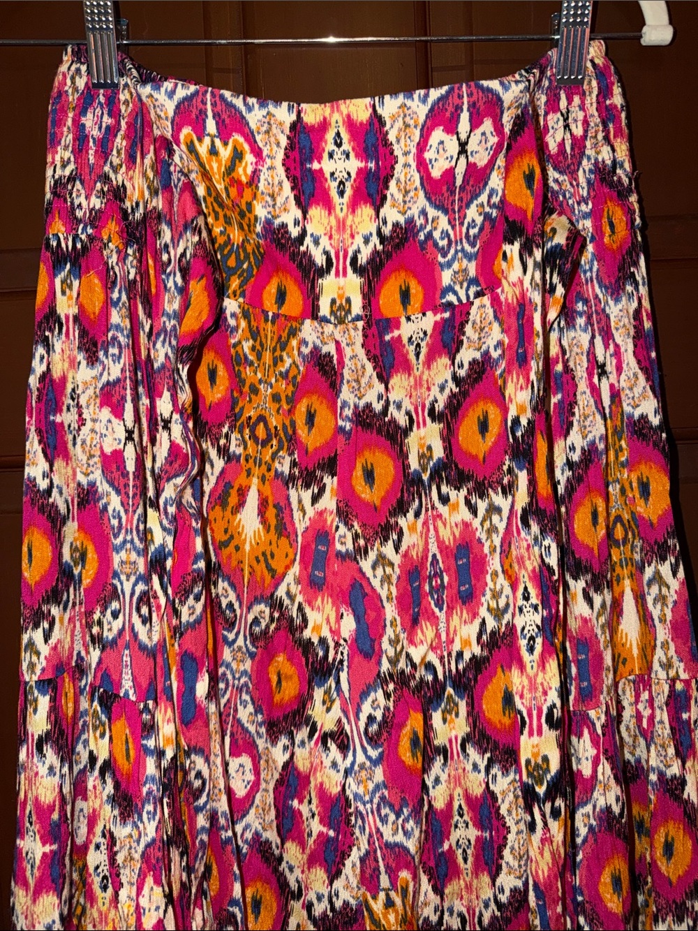 Vibrant Pink & Orange Printed Maxi Skirt - Picture 2 of 8
